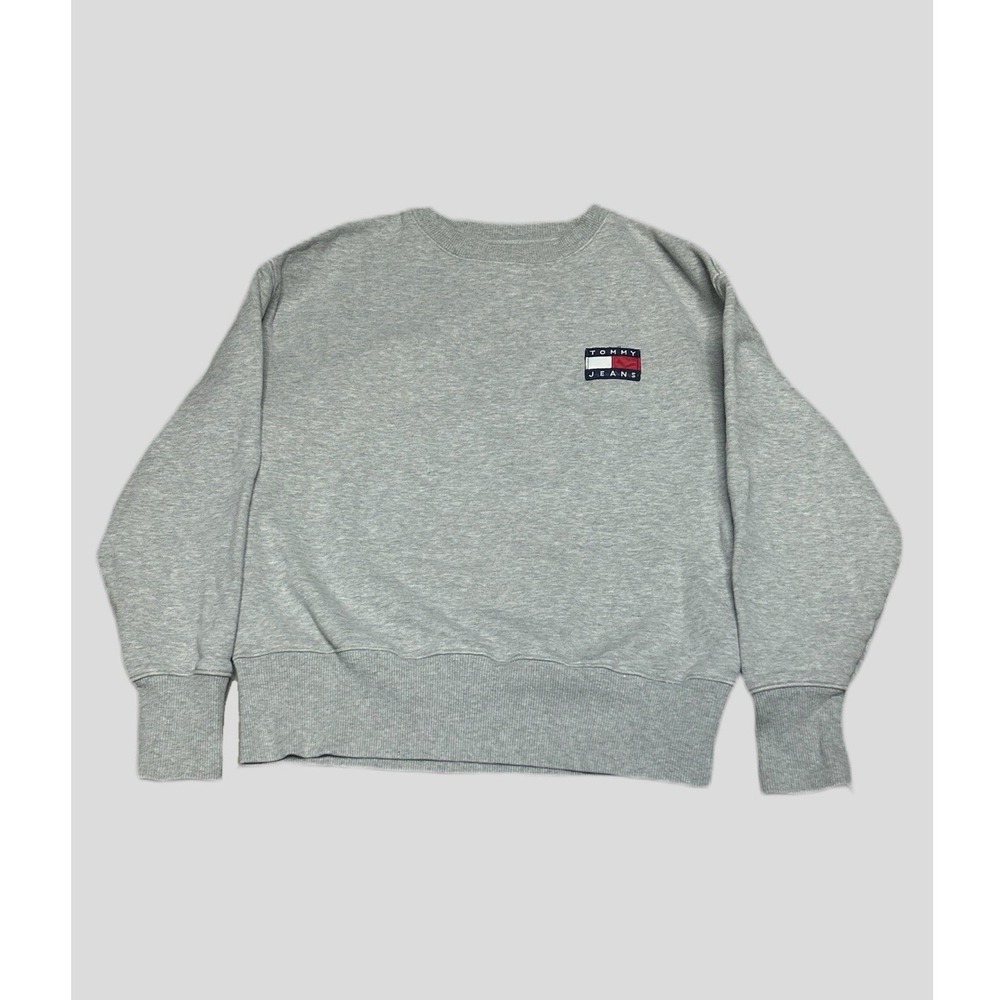Tommy Jeans Womens  Size XS Gray Cotton  Logo Crew Neck Pullover Sweatshirt